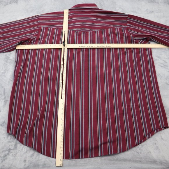 Ely Cattleman Shirt Mens 3XL Burgundy Striped Big Man Long Sleeve Western Pearl - Picture 3 of 16